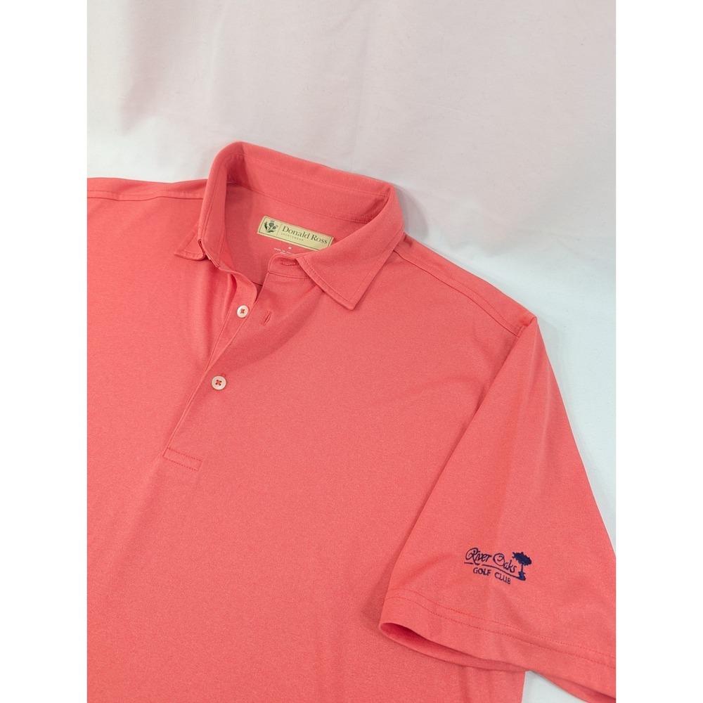 Donald Ross Pink Performance‎ Golf Polo River Oaks Logo 1/4 Button Shirt Medium